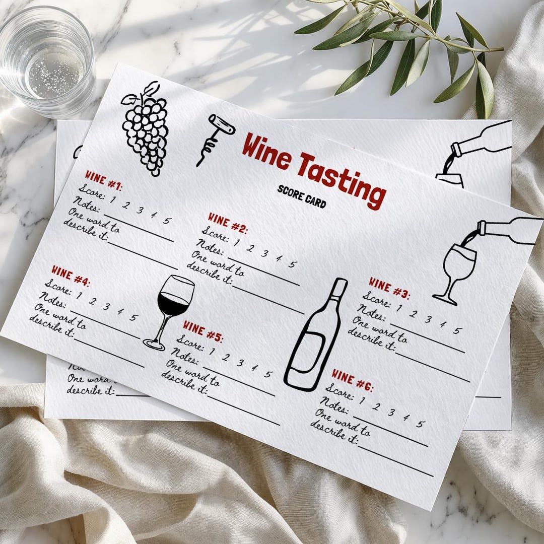 Wine Tasting Scorecard Placemat | Hand Drawn Doodle Art Wine Rating ...