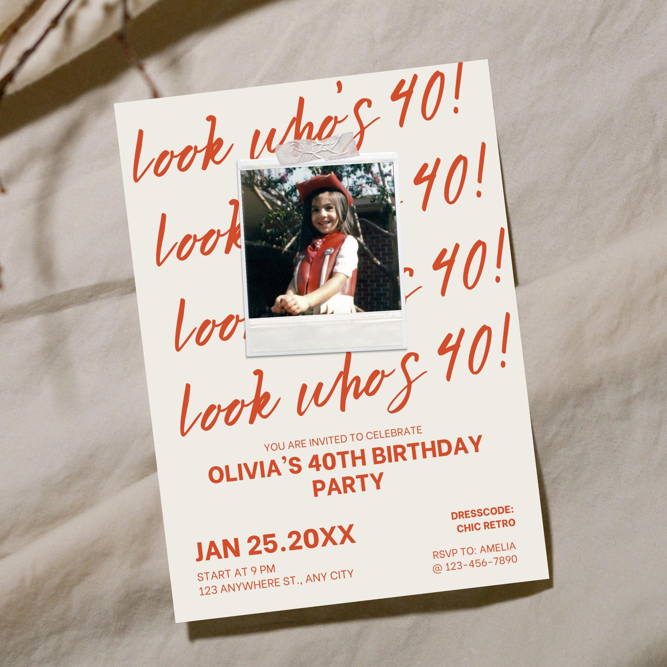 40th Birthday Invitation With Picture - Etsy 40th Birthday Invitation With Picture - Etsy