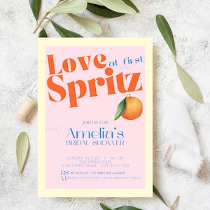 Amor retro al primer spritz, despedida de soltera, despedida de soltera italiana, póster de spritz, despedida de soltera de verano, plantilla editable de 5x7 BCH25