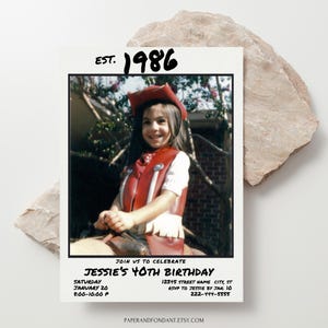 Established 1986 Birthday Invitation with photo, Born 1996, 2006, 5x7 EditableTemplate, Retro 80s invite, Instant photo evite,  BD40