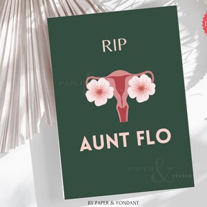 Hysterektomie Grußkarte, RIP Tante Flo Green, Krebs Humor, Body Positiv, Boho Feminine, Instant Download Printable FMH0250