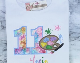 Personalized Embroidered Paint Palette Birthday Shirt