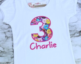 Embroidered Donut Birthday Shirt: Personalized Number Party Tee