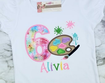 Embroidered Paint Palette Birthday Shirt: Art Party Outfit