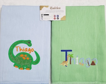 Personalized Burp Cloth | Embroidered Baby Boy Burp Cloth | Custom Name | Newborn Gift | Dinosaur Nursery Decor