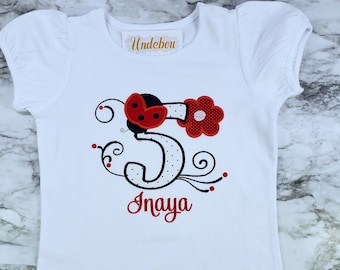 Embroidered Ladybug Birthday Shirt: Personalized Party Outfit
