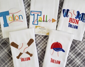 Embroidered Baseball Burp Cloth Set: Personalized Newborn Gift