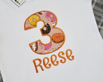 Embroidered Donut Birthday Shirt: Personalized Number Outfit