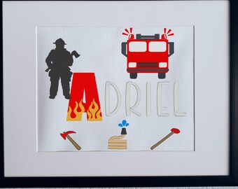 Personalized Firefighter Embroidery, Boy's Nursery Decor
