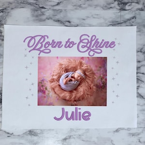 Personalized Baby Photo Embroidery: Born to Shine Nursery Wall Art