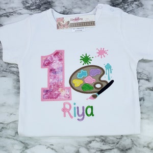 Embroidered Paint Palette Birthday Shirt: Art Party Outfit