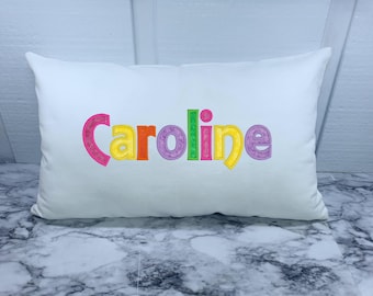 Personalized Name Pillowcase: Embroidered Applique Cotton Canvas
