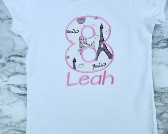 Personalized Paris Eiffel Tower Embroidered Shirt: Kids France Outfit