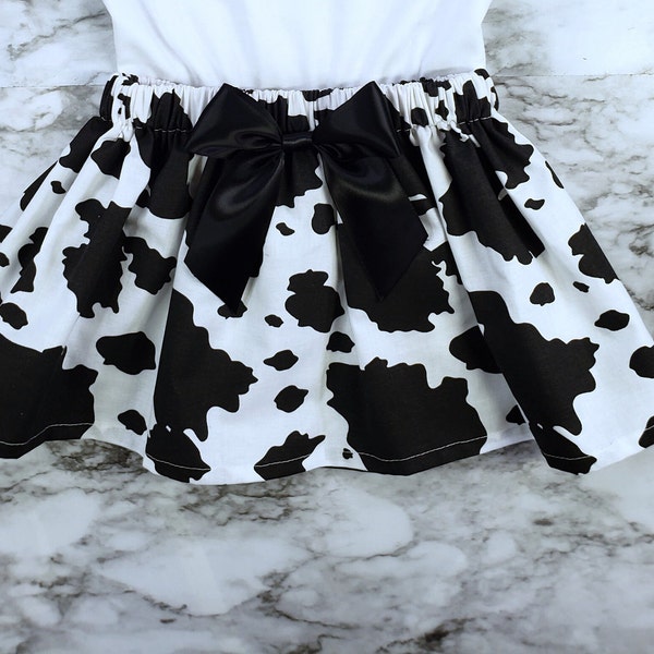 Cowgirl Skirt/Wild West Cow Birthday Skirt/Farm Outfit/Cow Skin Skirt Design/Moo In the Farm Set/Cow Dress