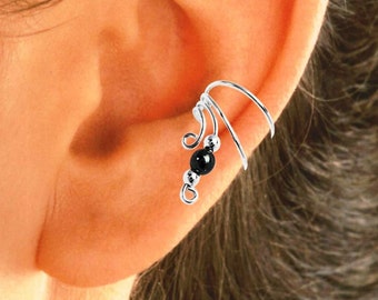 Ear Charms® Hematite Ear Cuff Non-pierced Earring Wraps  Stack-able, Solid Sterling Silver Pair or Single