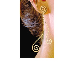 Ear Charms 'Grecian Curl' Non-pierced Ear Cuff Earring CONVERTER / Jacket with Removable Dangle Sterling silver, Gold or Rhodium over silver