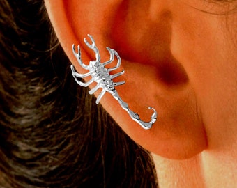 Ear Charms® Scorpion Ear Cuff Non-pierced Unisex Earring Clip in Sterling Silver or Gold or Rhodium over silver