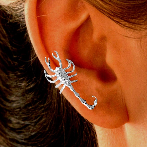 Ear Charms® Scorpion Ear Cuff Non-pierced Unisex Earring Clip in Sterling Silver or Gold or Rhodium over silver