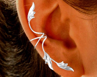 ピアス LAZY DAWN leaves made ear cuff KIKICHIC | NYC | CZ Diamond Floral Leaf Edgy Hook Pin Ear