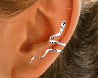 Ear Charms® Snake Ear Cuff Non-pierced Earring Crawler in Solid Sterling Silver, or Gold or Rhodium over for Easy Care