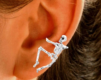 Ear Charms® Skeleton Ear Cuff Non-pierced Unisex Earring in solid 925 Sterling or Gold or Rhodium over the Silver ®