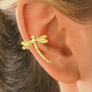 Ear Charms® Dragonfly Ear Cuff Non-pierced Earring Wraps in Gold or Rhodium on Sterling Silver