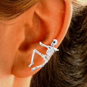 Ear Charms® Skeleton Ear Cuff Non-pierced Unisex Earring in solid 925 Sterling or Gold or Rhodium over the Silver ®