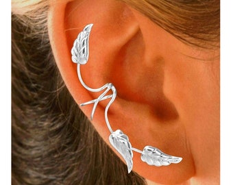 Triple Leaf Ear Cuff: Full Ear Non-Pierced Sterling Silver or Gold Ear Charms
