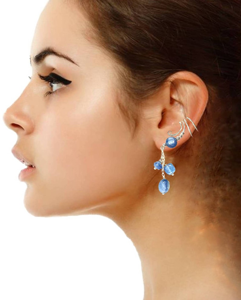 Ear Cuff Nonpierced Earring Wrap With Genuine Kyanite Multi Etsy