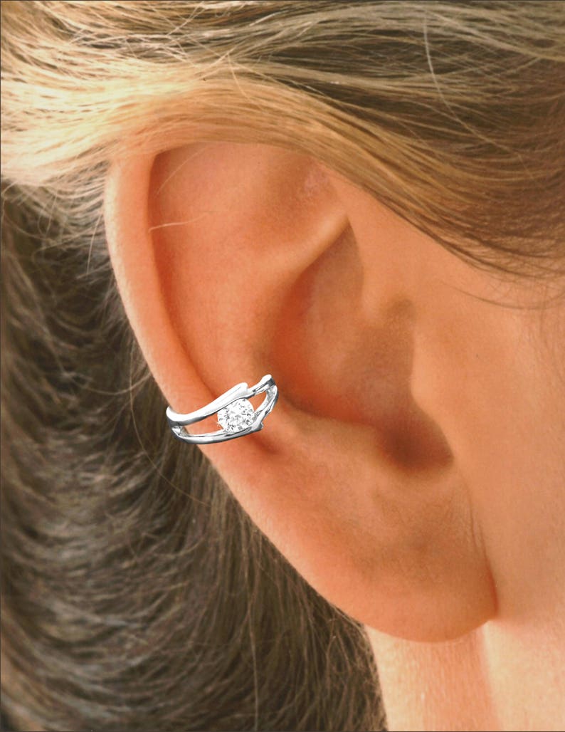CZ Ear Cuff Nonpierced Earring Reversible Cartilage Wrap Etsy