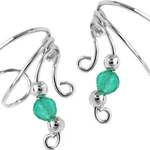 Mint Jade Beaded Short Wave Ear Cuff earrings