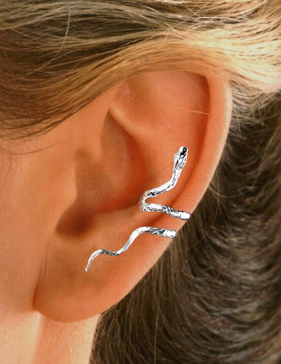 Snake Ear Cuff Earring Wrap Non-pierced in Rhodium or Gold | Etsy