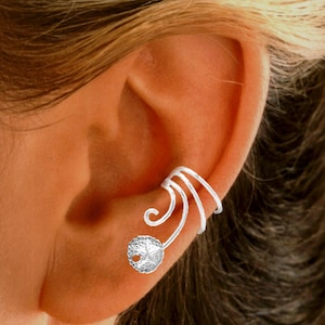 Ear Charms® Wave™ Sand Dollar Ear Cuff Non-pierced Ear climber, Comfortable, Adjustable, Stack-able in Sterling Silver or Gold or Rhodium