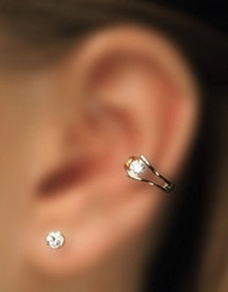 CZ Ear Cuff Nonpierced Earring Reversible Cartilage Wrap Etsy