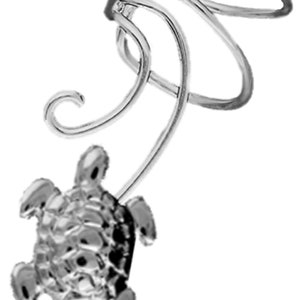 Ear Charms® Wave™ Turtle Ear Cuff Non-pierced Earring Wraps, Comfortable, Adjustable, Stack-able in Sterling Silver or Gold Over CQ-TL image 4