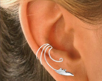 Delicate Leaf Curly Wave Ear Cuff Earrings - Etsy