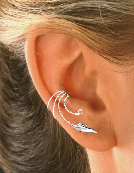 ピアス LAZY DAWN leaves made ear cuff Delicate Leaf Curly Wave Ear Cuff Earrings - Etsy