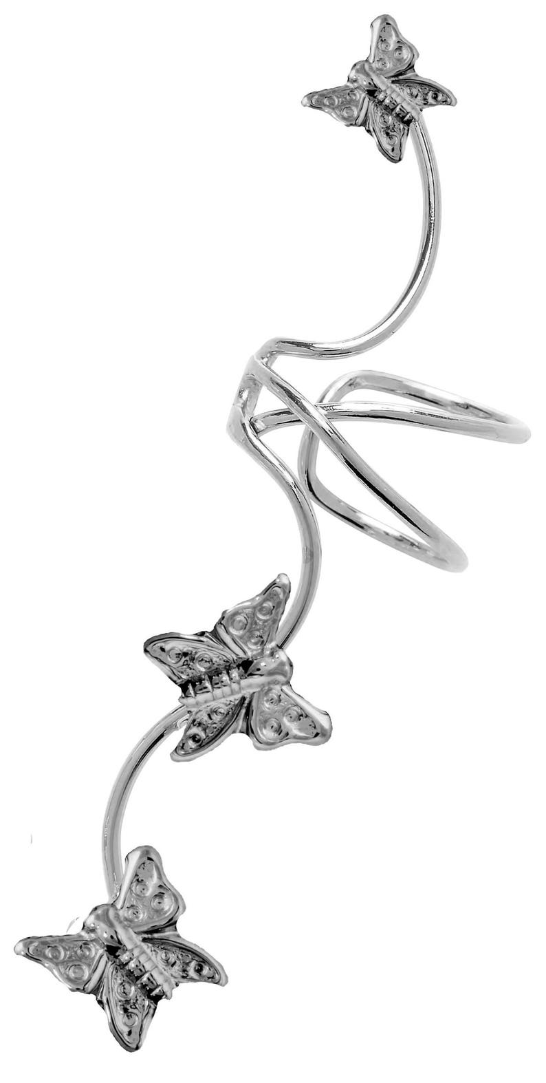 Ear Charms® Ear Cuff Non-pierced Earring Climbers Full Ear with 3 Butterflies in Sterling Silver OR Gold or Rhodium over Silver, Great Gift image 8