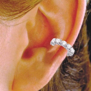 Cubic Zirconia 'Tennis Band'  Ear Cuff  in Sterling Silver or Gold Vermeil   #57-CZ