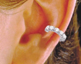 Cubic Zirconia 'Tennis Band'  Ear Cuff  in Sterling Silver or Gold Vermeil   #57-CZ