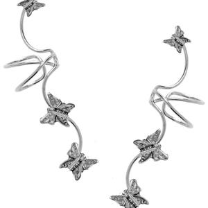 Ear Charms® Ear Cuff Non-pierced Earring Climbers Full Ear with 3 Butterflies in Sterling Silver OR Gold or Rhodium over Silver, Great Gift image 2