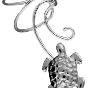 Ear Charms® Wave™ Turtle Ear Cuff Non-pierced Earring Wraps, Comfortable, Adjustable, Stack-able in Sterling Silver or Gold Over CQ-TL image 5