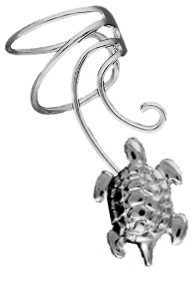 Ear Charms® Wave™ Turtle Ear Cuff Non-pierced Earring Wraps, Comfortable, Adjustable, Stack-able in Sterling Silver or Gold Over CQ-TL image 5