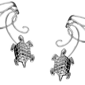 Ear Charms® Wave™ Turtle Ear Cuff Non-pierced Earring Wraps, Comfortable, Adjustable, Stack-able in Sterling Silver or Gold Over CQ-TL image 10