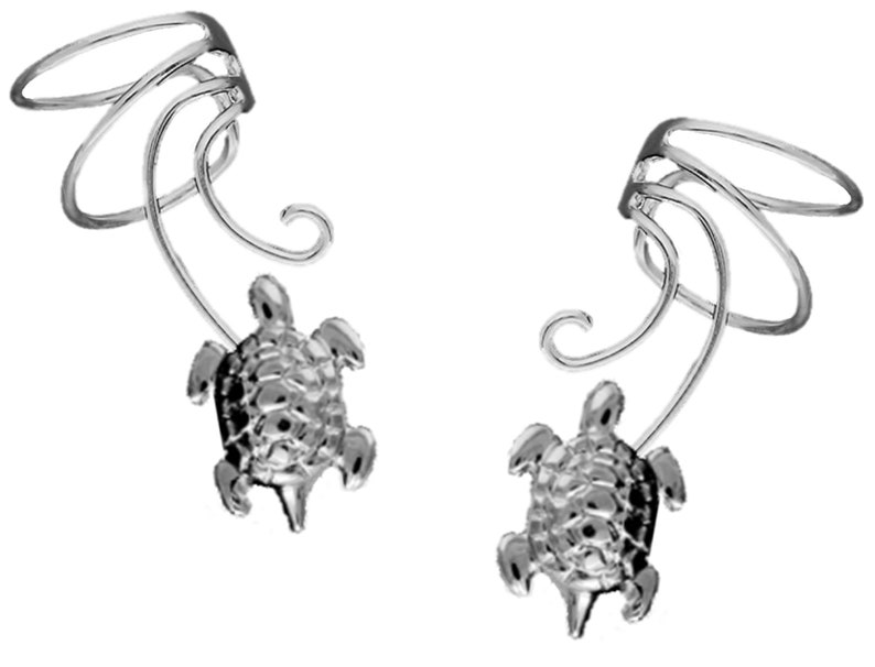 Ear Charms® Wave™ Turtle Ear Cuff Non-pierced Earring Wraps, Comfortable, Adjustable, Stack-able in Sterling Silver or Gold Over CQ-TL image 10