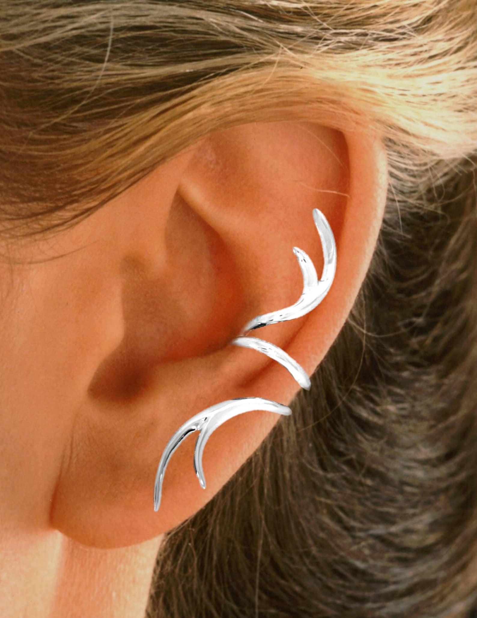 Staghorn Ear Cuff Nonpierced Earring Wrap in 925 Sterling Etsy