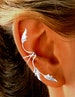 Full Ear Delicate 3 Leaf, All 1 Piece, Ear Cuff Non-pierced Cuff Earring in E Z Care Gold or Rhodium Over Sterling Silver 
