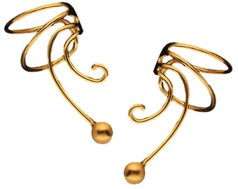 Ear Charms Simple Ball Wave™  Ear Cuff Non-Pierced Earring Wraps in Solid Sterling Silver, OR Gold or Rhodium over Silver, Stack-able