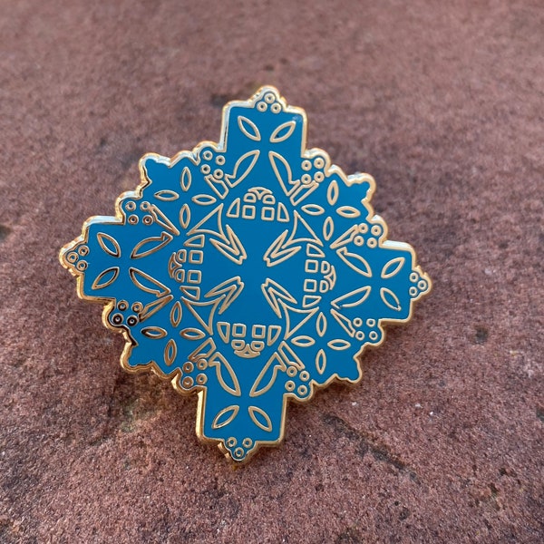 Enamel cross pin| Ethiopian cross| meskel| broach pin| turquoise