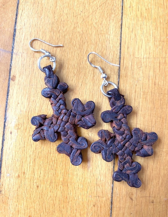 Upcycled leather earrings